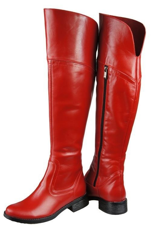 Schuhe Damenstiefel Stiefel, Overknee-Stiefel, Naturleder, Rot 638 ElitaBut