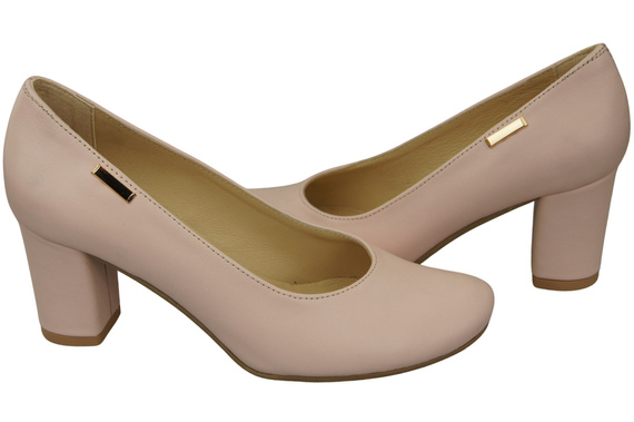 Klassische Damen Puderrosa Leder Mandel Nase Pumps 201 ElitaBut