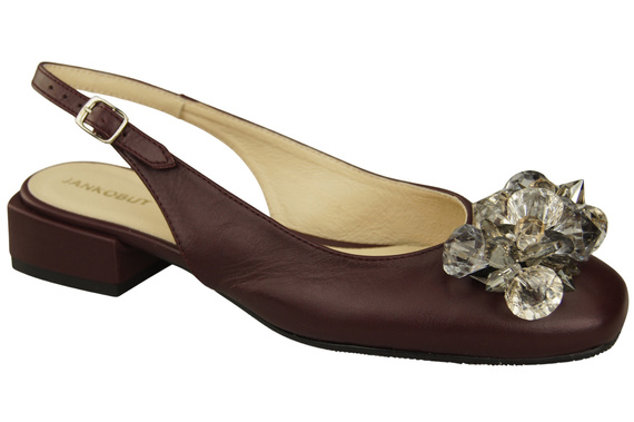 Damen Schuhe Burgund Sandalen mit Kristallen Naturleder 215 ElitaBut