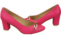 Klassische Frauen Neonrosa Naturleder Schuhe mit Gold Ornament Kette 200 ElitaBut