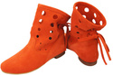 Schuhe Damen-Stiefeletten, natürliches Veloursleder, Orange 160 ElitaBut
