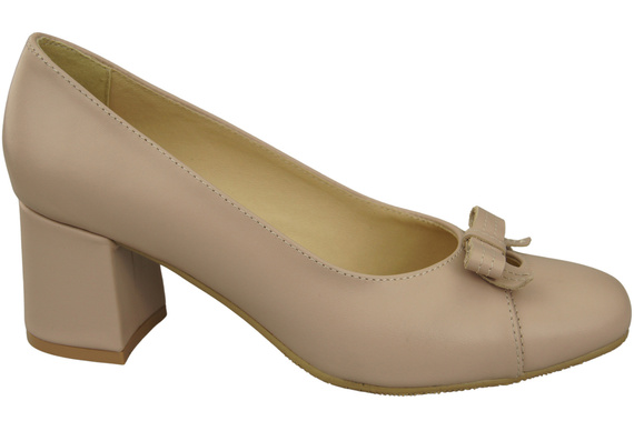 Damen Pumps mit Schleife Cappuccino Blass Naturleder und niedrigem Absatz 203 ElitaBut