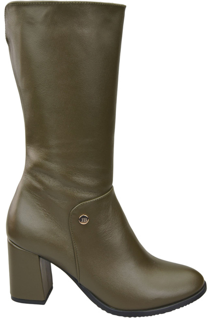 Schuhe Damen-Halbstiefel, Naturleder, Oliv 189 ElitaBut