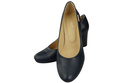 Klassische Damen Marineblaues Leder Mandel Nase Pumps 201 ElitaBut