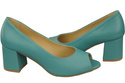 Damenschuhe PEEP TOE Türkise Pumps aus Naturleder mit beschichtetem Absatz 192 ElitaBut