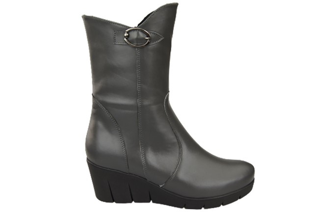 Damen-Keilstiefel, Naturleder, Graphit 178 ElitaBut