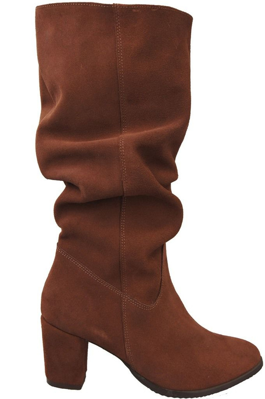 Schuhe Damenstiefel, Naturleder, Velour 141, Kastanie ElitaBut