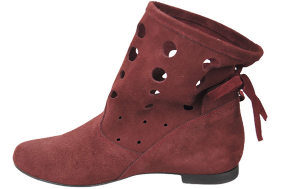 Schuhe Damen-Stiefeletten, natürliches Veloursleder, Burgund 160 ElitaBut