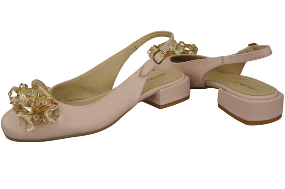 Damen Schuhe Puderrosa Sandalen mit Kristallen Naturleder 215 ElitaBut