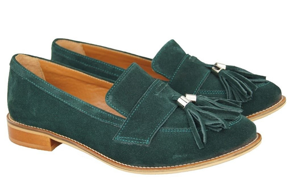 Schuhe Damen Mokassins Naturveloursleder Malachit 134 ElitaBut