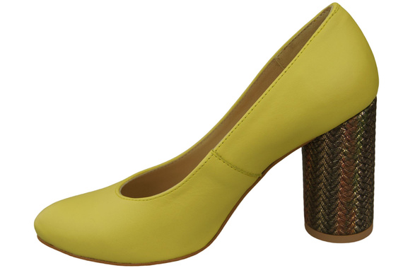 Damenschuhe Zitronenpumps Naturleder Bunter dekorativer Absatz 194 ElitaBut