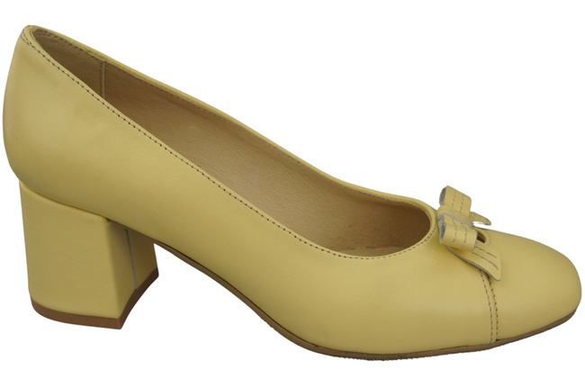 Damen Pumps mit Schleife Banane Naturleder und niedrigem Absatz 203 ElitaBut