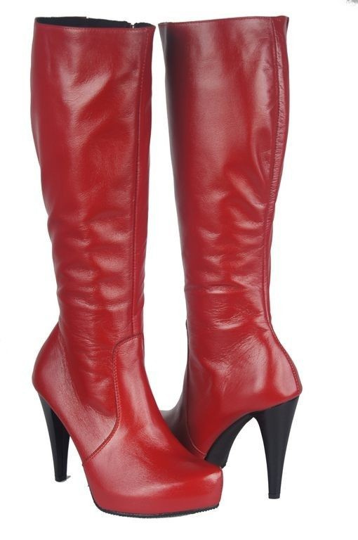 Damen-Plateaustiefel, Naturleder, Rot 687 ElitaBut