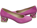 Bequeme Damenschuhe Fuchsie Pumps mit dekorativem Absatz Natürliches Wildleder 219 von ElitaBut