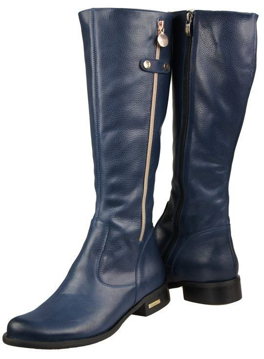 Damenstiefel, Stiefel, Naturleder, Marineblau 884b ElitaBut
