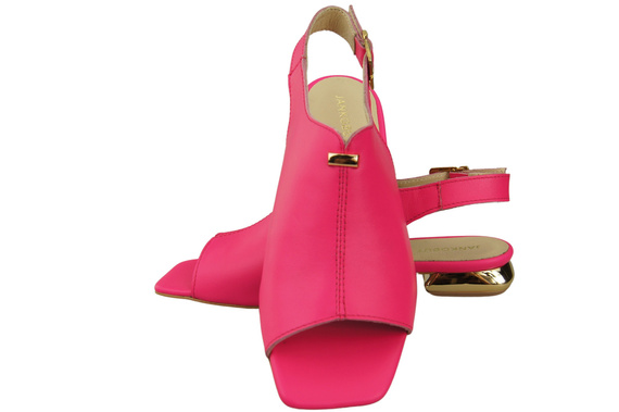 Bequeme Frauenschuhe Sandalen Neon Rosa Flacher Goldabsatz Naturleder 207 ElitaBut