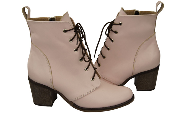 Winter-Schnürstiefel für Damen, Naturleder, Puderrosa 188 von ElitaBut