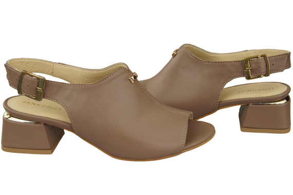 Damenschuhe Cappuccino Sandalen Dunkelgoldene Schnalle Naturleder 198 ElitaBut