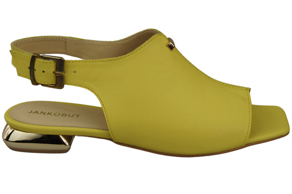 Bequeme Frauenschuhe Sandalen Zitrone Flacher Goldabsatz Naturleder 207 ElitaBut