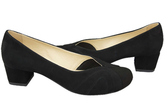 Damenschuhe Pumps, natürliches Wildleder, Schwarz 786 von ElitaBut