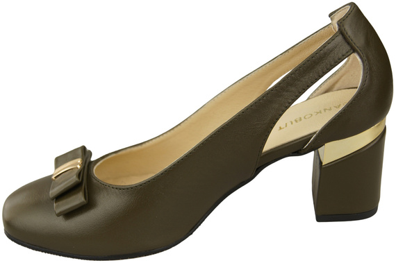 Schuhe Damen Olive Pumps aus Naturleder mit dekorativem Absatz 199 ElitaBut