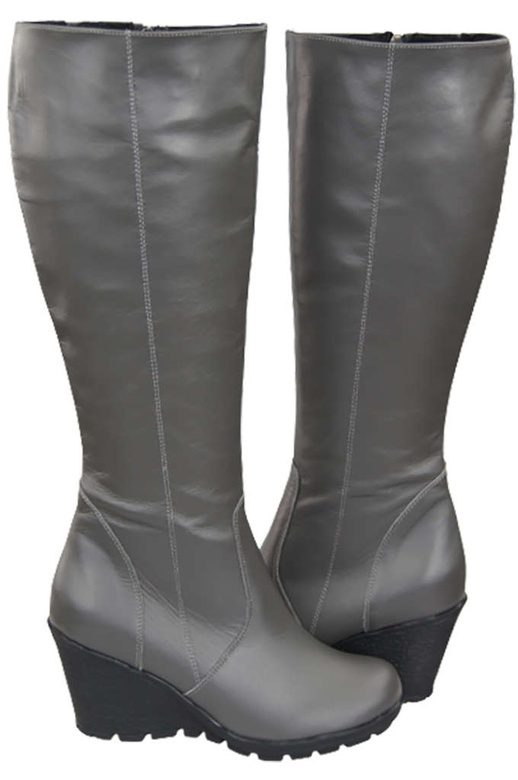 Damenschuhe Keilstiefel, Naturleder, Graphit 745 ElitaBut