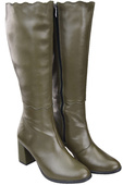 Klassische Damenstiefel, Naturleder, Olive 176 ElitaBut