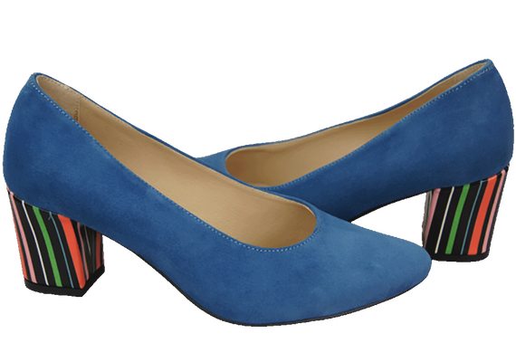 Damenschuhe Pumps Blau Natürliches Wildleder Dekorativer Absatz 158 von ElitaBut