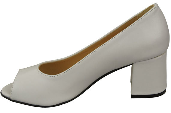 Damenschuhe PEEP TOE Pumps aus weißem Naturleder mit beschichtetem Absatz 192 ElitaBut