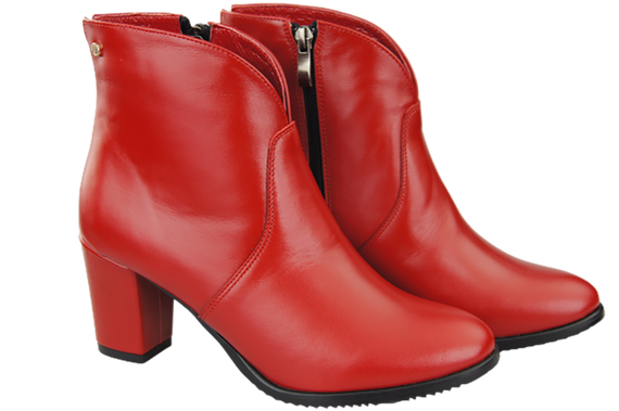 Damen-Winterstiefel, Naturleder, Rot 152 von ElitaBut