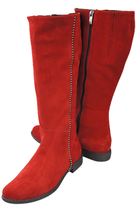 Schuhe Damenstiefel, Naturleder, Velour 153 Red ElitaBut