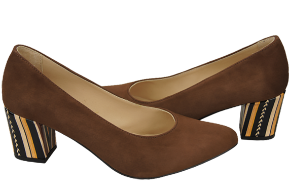 Damenschuhe Pumps Braunes natürliches Wildleder mit dekorativem Absatz 158 von ElitaBut