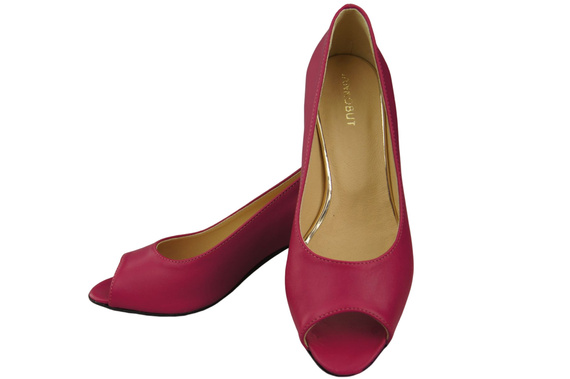 Damenschuhe PEEP TOE Pumps Lila Naturleder mit beschichtetem Absatz 192 ElitaBut