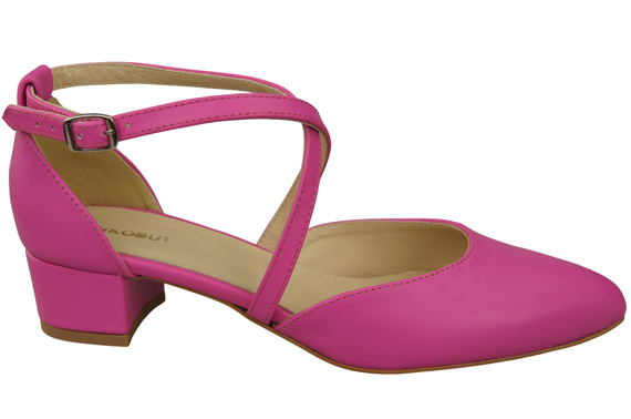 Damen Sandalen Echtleder Fuchsie mit Riemen Niedriger Absatz 223 ElitaBut