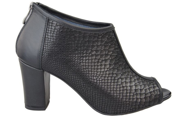 Damenschuhe Peep-Toe-Stiefeletten, Naturleder, Black Scale 957 ElitaBut