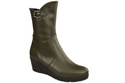 Damen-Keilstiefel, Naturleder, Olive 178 ElitaBut