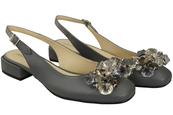 Damen Schuhe Aschgrau Sandalen mit Kristallen Naturleder 215 ElitaBut