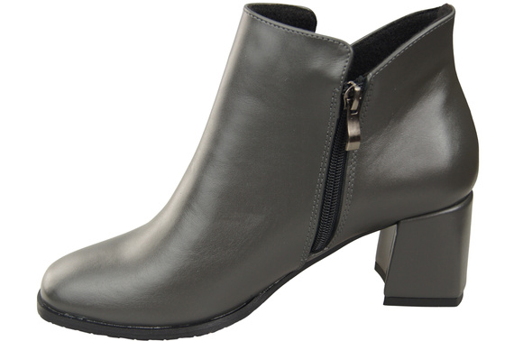 Damen-Stiefeletten ElitaBut 226 Graphit aus Naturleder, gefüttert, eckige Zehenkappe, Blockabsatz