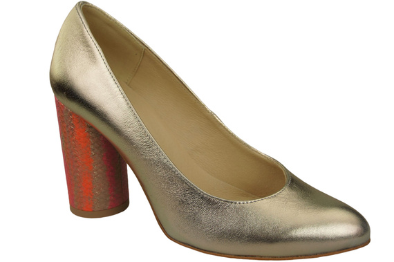 Damenschuhe Pumps Gold Naturleder Bunter Zierabsatz 194 ElitaBut