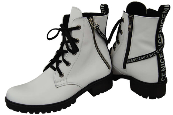 Schuhe Damenstiefeletten mit der Aufschrift NICE, Naturleder, Weiß 173 L ElitaBut