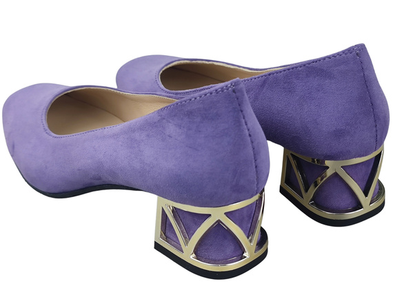 Bequeme Damenschuhe Violett Pumps mit dekorativem Absatz Natürliches Wildleder 219 von ElitaBut