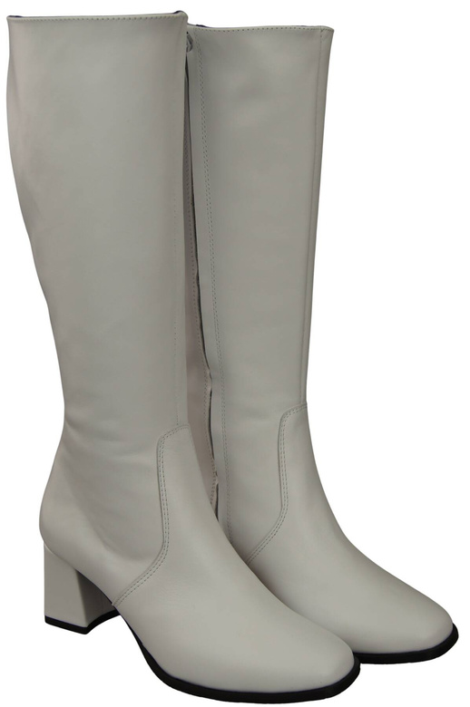 Bequeme Damen Weiß Niedrig Absatz Stiefel Naturleder 212 ElitaBut