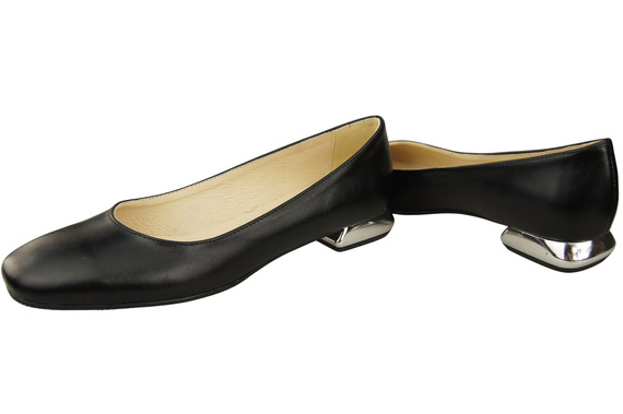 Flache Frauen Schuhe Schwarz Dekorative Ferse Naturleder 209 ElitaBut