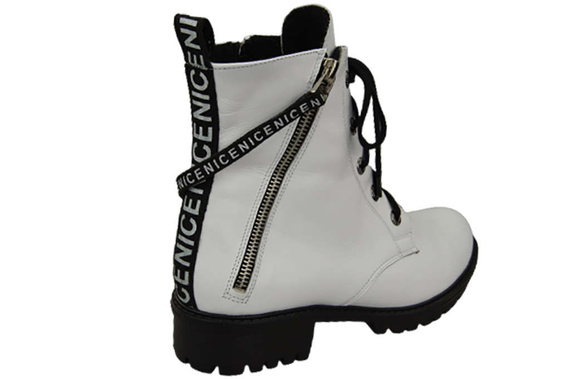 Schuhe Damen-Stiefeletten mit der Aufschrift NICE, Naturleder, Weiß 173 von ElitaBut