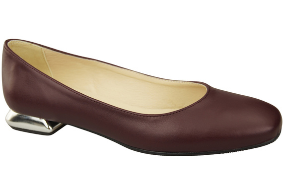 Flache Frauen Schuhe Burgund Dekorative Ferse Naturleder 209 ElitaBut