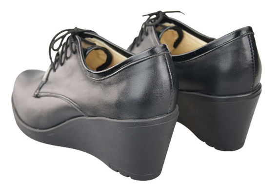 Damenschuhe mit Keilabsatz, Naturleder, Schwarz 181 ElitaBut