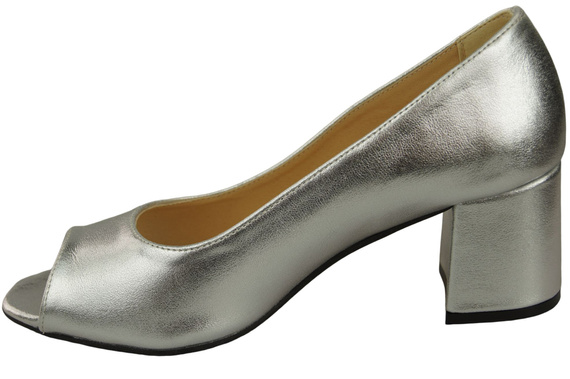 Damenschuhe PEEP TOE Pumps Silber Naturleder mit beschichtetem Absatz 192 ElitaBut
