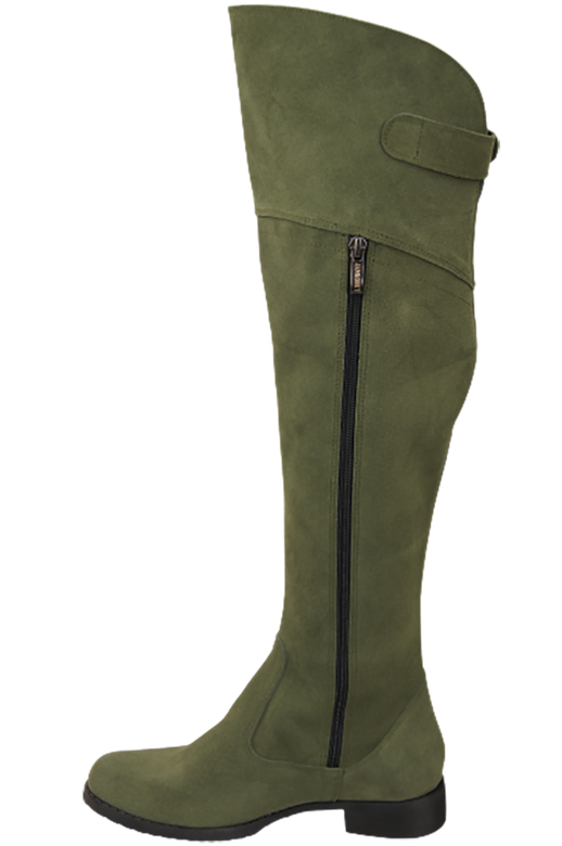 Schuhe Damenstiefel Stiefel Overknee-Stiefel, Naturleder, Velours, Flaschengrün 154 ElitaBut