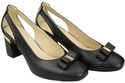 Schuhe Damen Schwarze Pumps aus Naturleder mit dekorativem Absatz 199 ElitaBut
