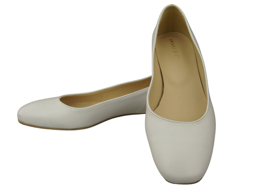 Flache Frauen Schuhe Weiß Dekorative Ferse Naturleder 209 ElitaBut